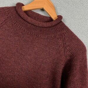 Vintage J.Crew Roll Neck Sweater Mens Large Burgundy Wool Oarsman‎ Fisherman